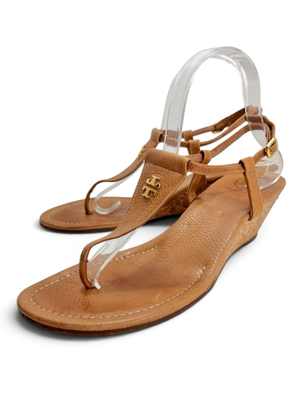 Tory Burch Britton Cork Wedge Leather Thong Sandals